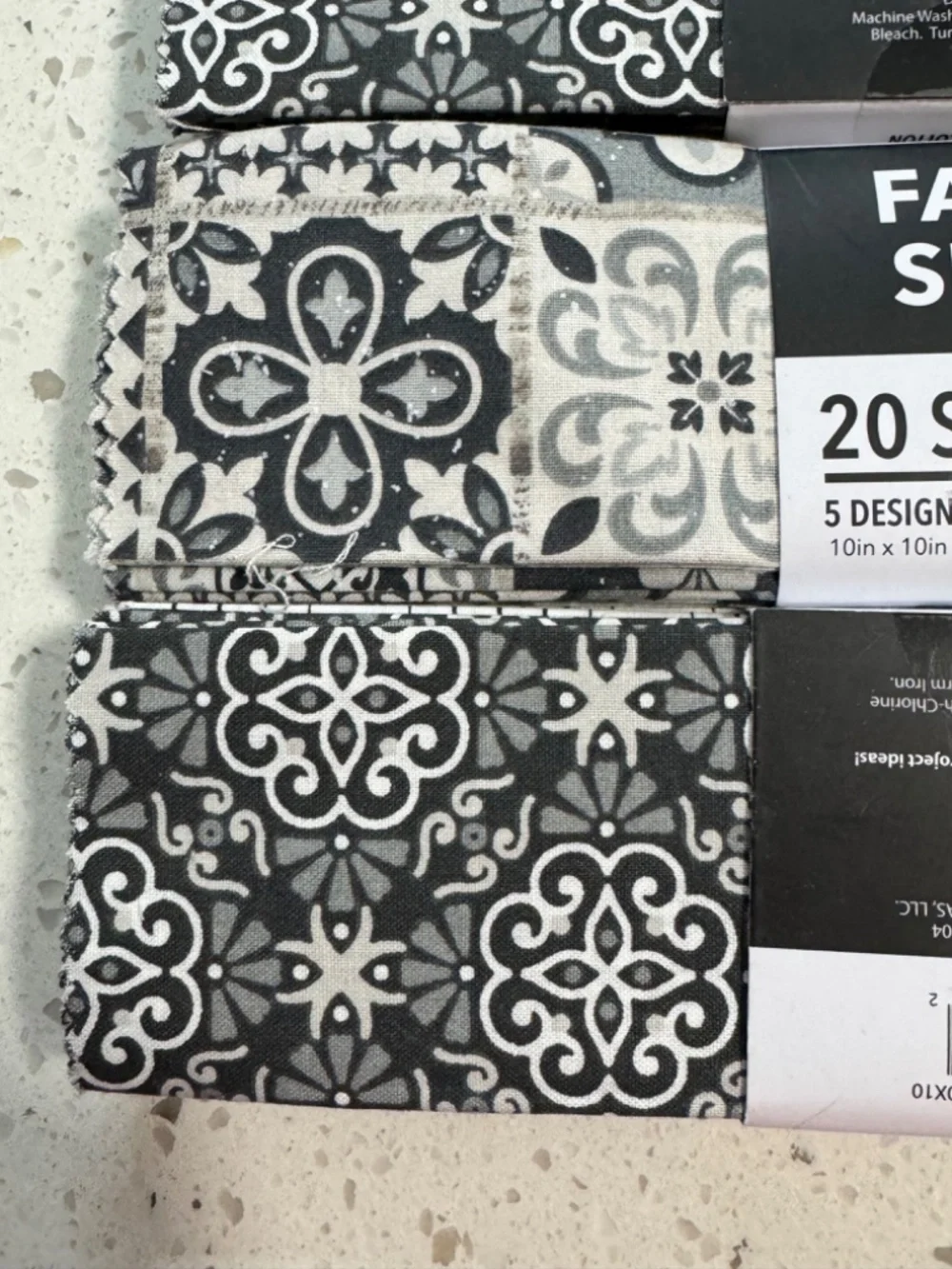 Quilt Pieces in Greens, Blacks, Grays and Creams Modern Farmhouse
